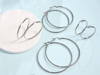 TitanHeart Titan-Creolen Hypoallergen – Reines Implantat-Titan G23 Leichte Große Creolen für Damen mit empfindlichen Ohren 