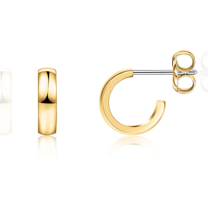 Limerencia Hypoallergenic G23 Pure Titanium Post Thin Square Edge Open Hoop | F136 Imlant Grade Womens Dainty Hoop Earrings | Lightweight for Sensitive Ears (8 mm, Gold)