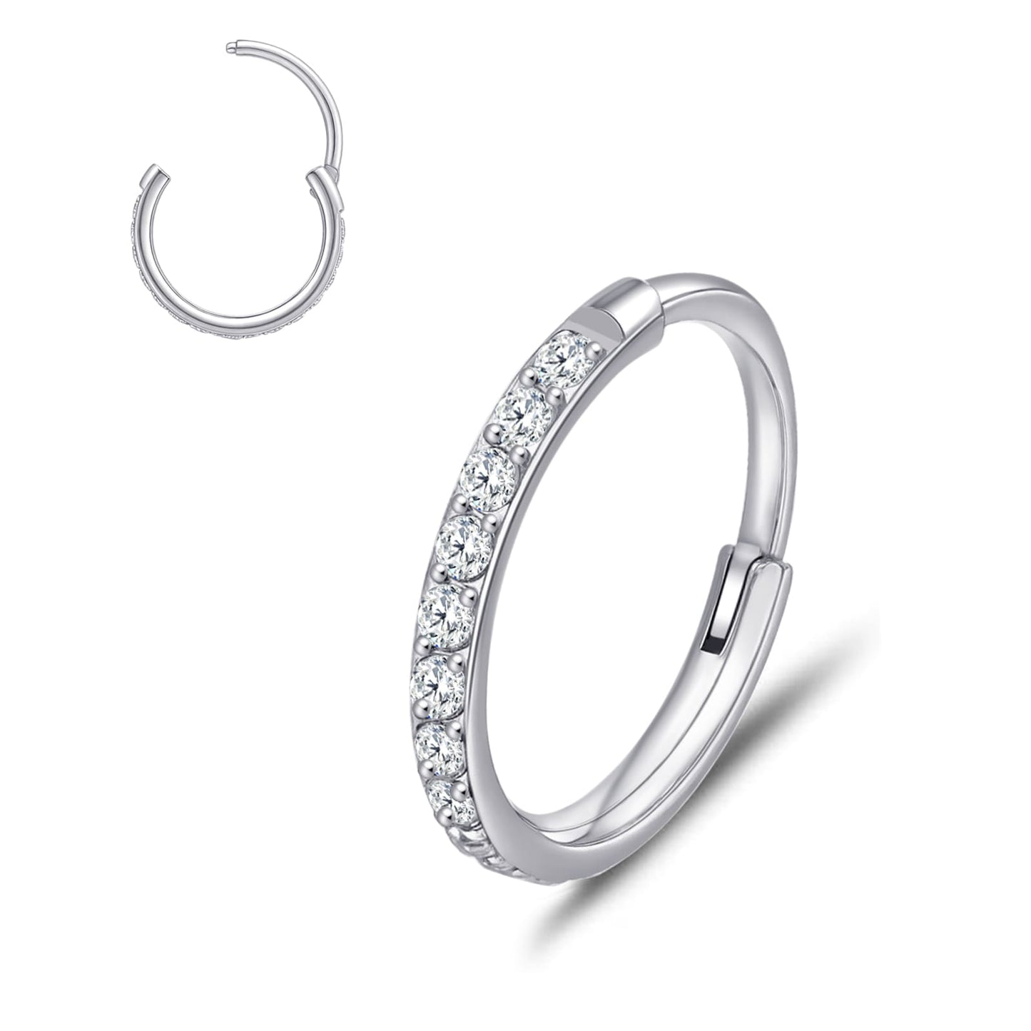 Limerencia Nasenring Reifen, Titan Nasenring für Damen und Herren – seitlicher Zirkonia