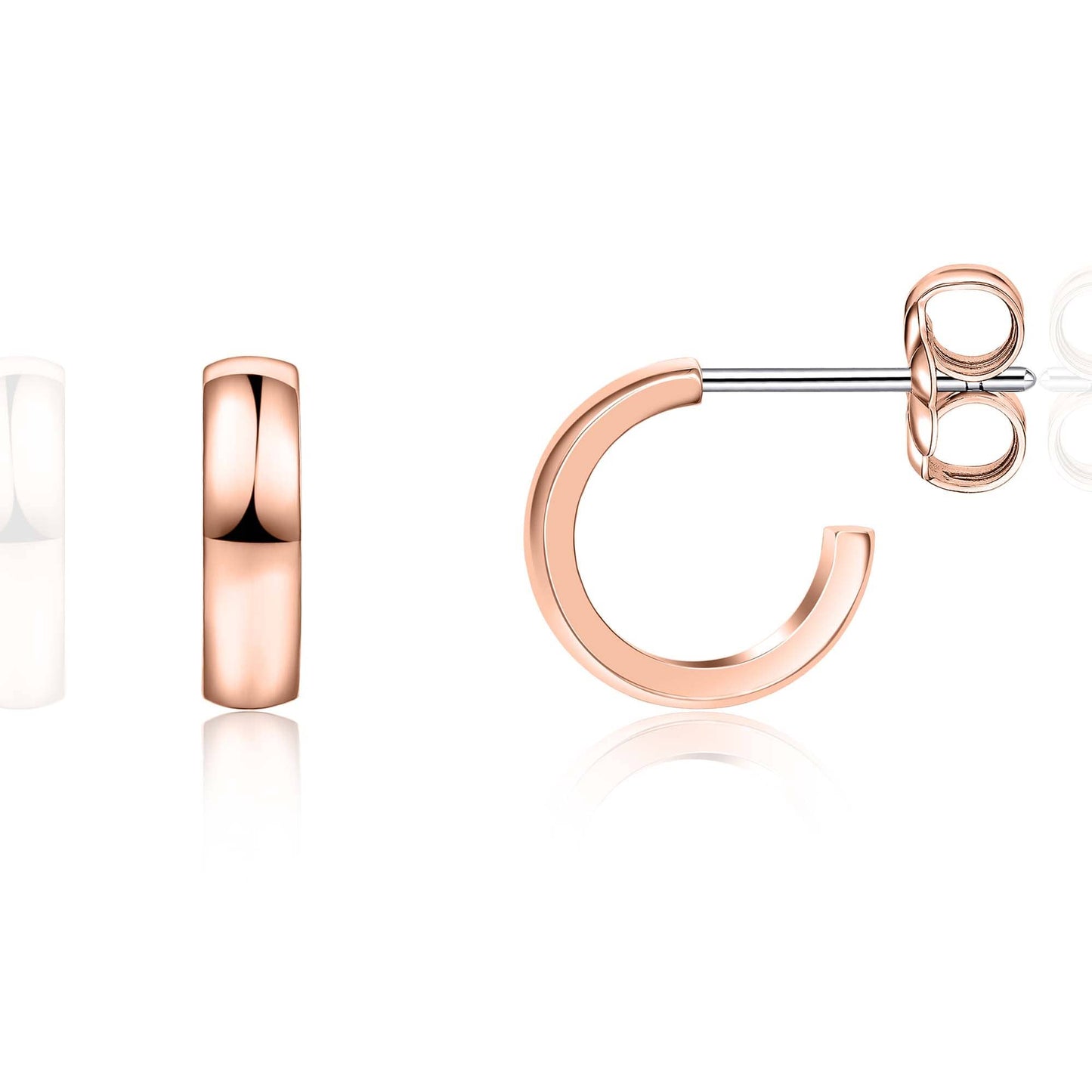 Limerencia Hypoallergenic G23 Pure Titanium Post Thin Square Edge Open Hoop | F136 Imlant Grade Womens Dainty Hoop Earrings | Lightweight for Sensitive Ears (8 mm, Gold)