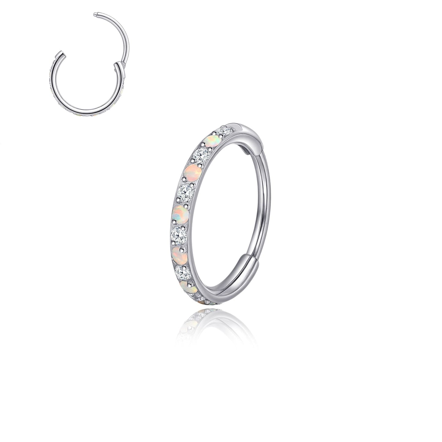limerencia Nose Ring Hoop, Titanium Nose Ring for Women Men--Turquoise+Opal CZ