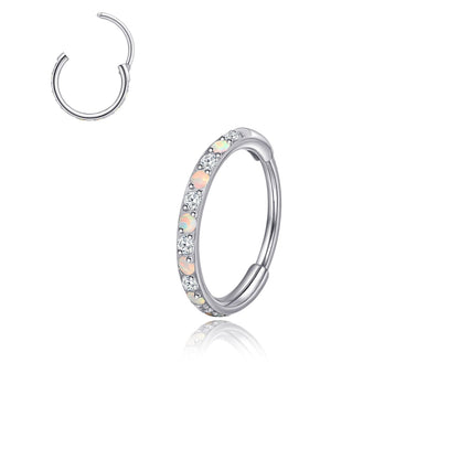 limerencia Nose Ring Hoop, Titanium Nose Ring for Women Men--Turquoise+Opal CZ