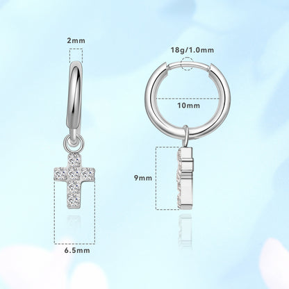 Limerencia Hypoallergene Ohrringe aus reinem Titan für Damen | Vertikaler Steg, Kreuz, Mond, Blitz | Zierliche Ohrringe (Kreuz)