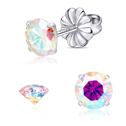 Pendientes de moissanita, pendientes de titanio hipoalergénico G23 para mujer y hombre, corte redondo color D pureza VVS1, joya de moissanita multicolor bañada en oro blanco 18K, 0,6CT-3,0CT