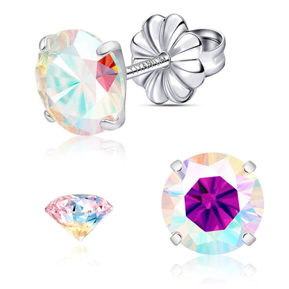Pendientes de moissanita, pendientes de titanio hipoalergénico G23 para mujer y hombre, corte redondo color D pureza VVS1, joya de moissanita multicolor bañada en oro blanco 18K, 0,6CT-3,0CT