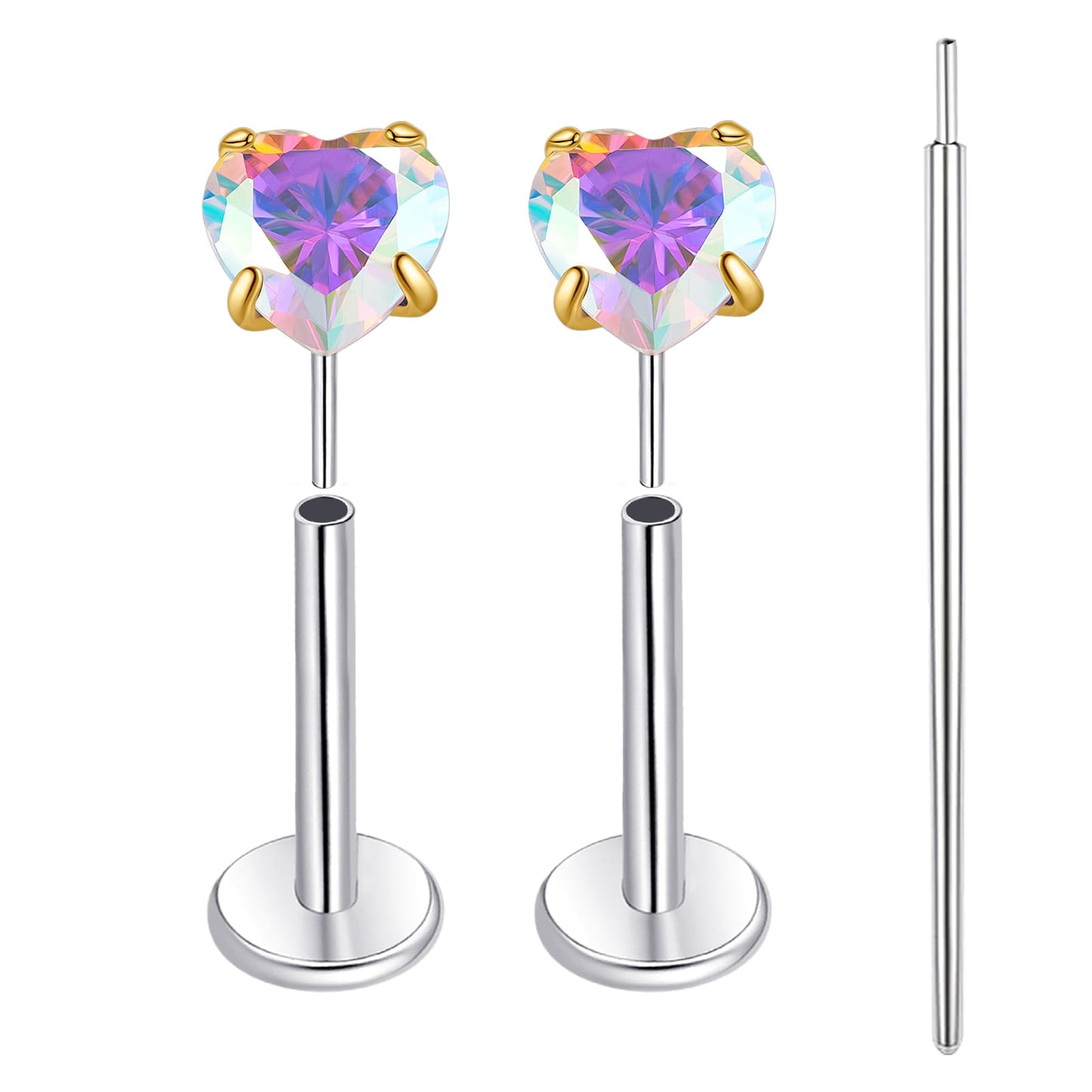 Limerencia Boucles d’oreilles à dos plat 18G, Titane G23, Piercing nez à insertion