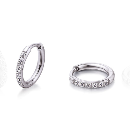 Orecchini cerchio huggie piccoli in titanio puro ipoallergenico Limerencia, leggeri cerchi per cartilagine con zircone cubico, mini gioielli piercing da donna (8mm, zircone bianco)
