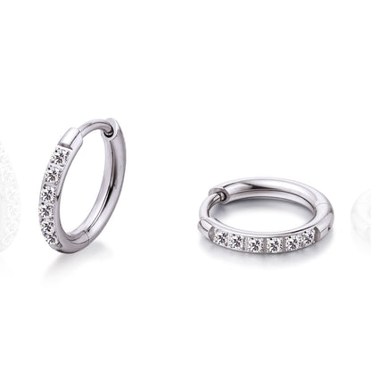 Orecchini cerchio huggie piccoli in titanio puro ipoallergenico Limerencia, leggeri cerchi per cartilagine con zircone cubico, mini gioielli piercing da donna (8mm, zircone bianco)