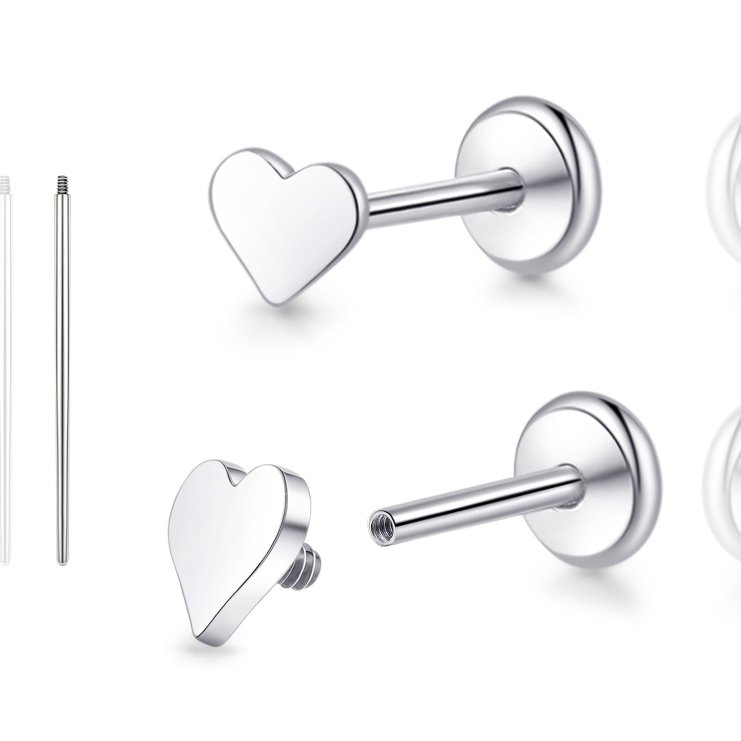 Limerencia 18G Reintitan-Körperschmuck, G23 hypoallergene Stecker mit Flachboden und Innengewinde, geeignet für Tragus, Helix, Knorpel, Conch, Medusa-, Lippen- und Labret-Piercing für Damen und Herren