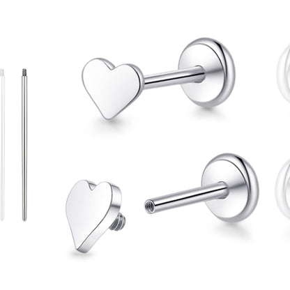 Limerencia 18G Reintitan-Körperschmuck, G23 hypoallergene Stecker mit Flachboden und Innengewinde, geeignet für Tragus, Helix, Knorpel, Conch, Medusa-, Lippen- und Labret-Piercing für Damen und Herren