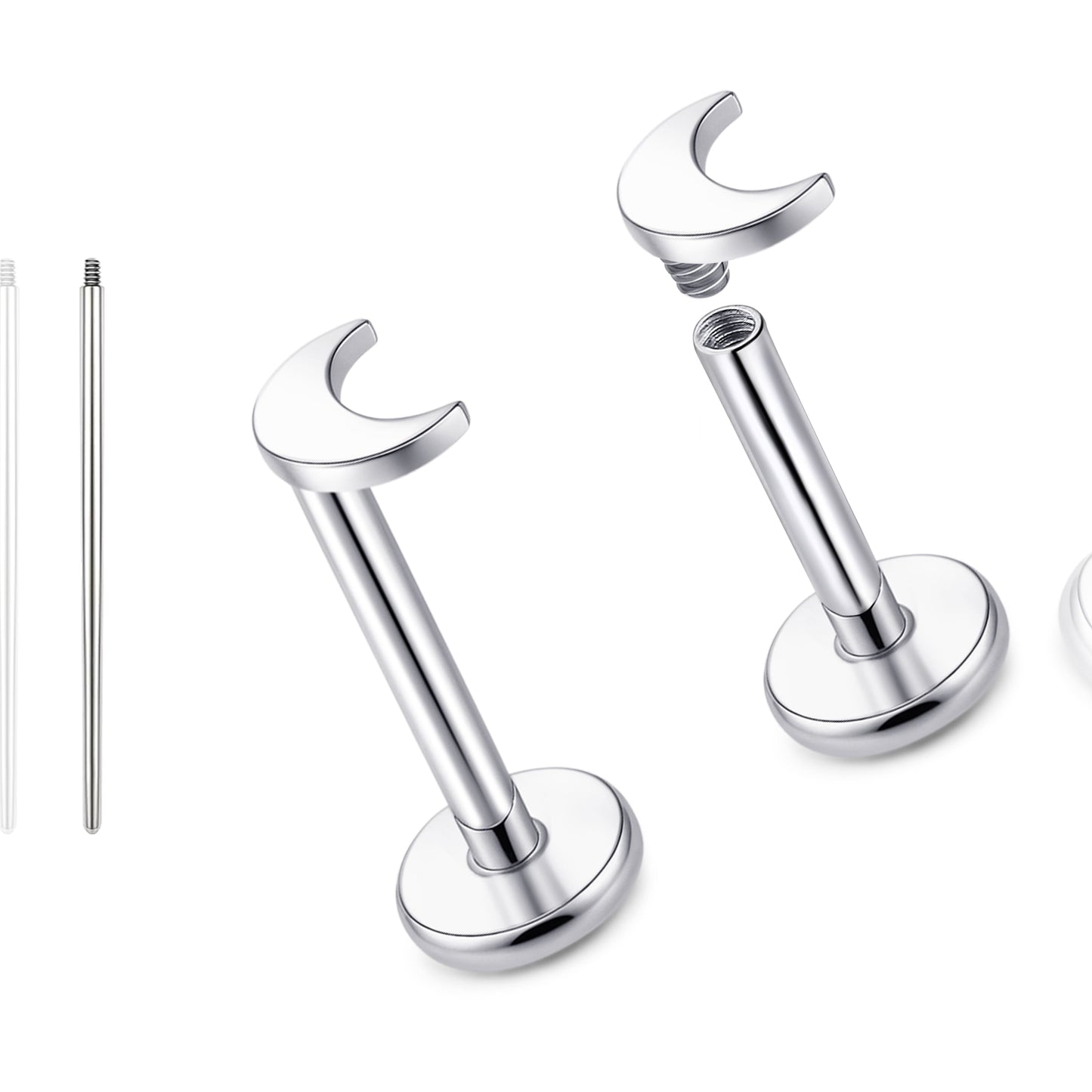 Limerencia 18G Reintitan-Körperschmuck, G23 hypoallergene Stecker mit Flachboden und Innengewinde, geeignet für Tragus, Helix, Knorpel, Conch, Medusa-, Lippen- und Labret-Piercing für Damen und Herren