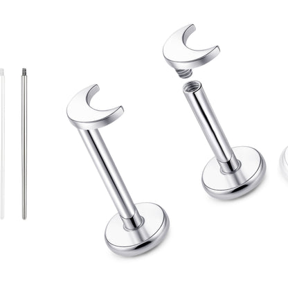 Limerencia 18G Reintitan-Körperschmuck, G23 hypoallergene Stecker mit Flachboden und Innengewinde, geeignet für Tragus, Helix, Knorpel, Conch, Medusa-, Lippen- und Labret-Piercing für Damen und Herren