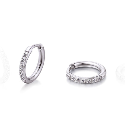 Orecchini cerchio huggie piccoli in titanio puro ipoallergenico Limerencia, leggeri cerchi per cartilagine con zircone cubico, mini gioielli piercing da donna (8mm, zircone bianco)