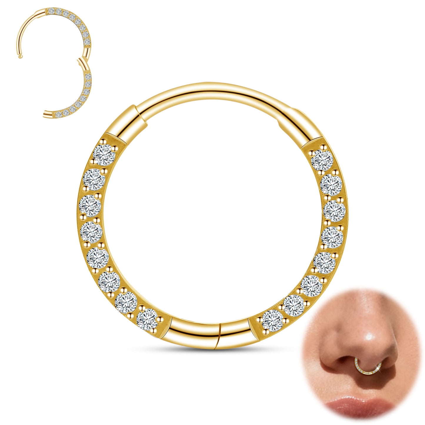 Anneau de nez en titane Limerencia, anneau de nez en titane zirconium 20G, boucle d'oreille pour cartilage, anneau de septum, piercing tragus, conque, hélice, daith et lèvre, bijoux pour femme et homme