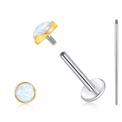 Limerencia hypoallergene Ohrstecker für empfindliche Ohren – Flachrück-Ohrstecker mit rundem Katzenauge aus G23-Titan, 5-mm-Stein-Ohrschmuck für Knorpelpiercing, Geschenk für Damen und Herren