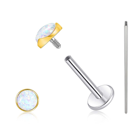 Pendientes hipoalergénicos Limerencia para orejas sensibles, pendientes de espalda plana de titanio G23 con ojo de gato redondo, piercings de cartílago con piedra de 5 mm, regalo para mujer y hombre