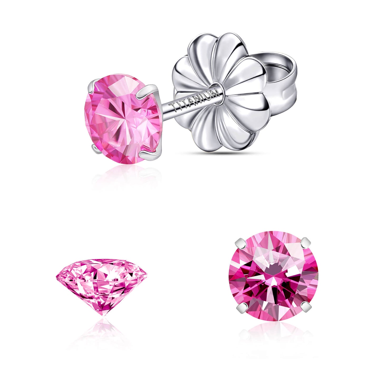 Pendientes de moissanita, pendientes de titanio hipoalergénico G23 para mujer y hombre, corte redondo color D pureza VVS1, joya de moissanita multicolor bañada en oro blanco 18K, 0,6CT-3,0CT