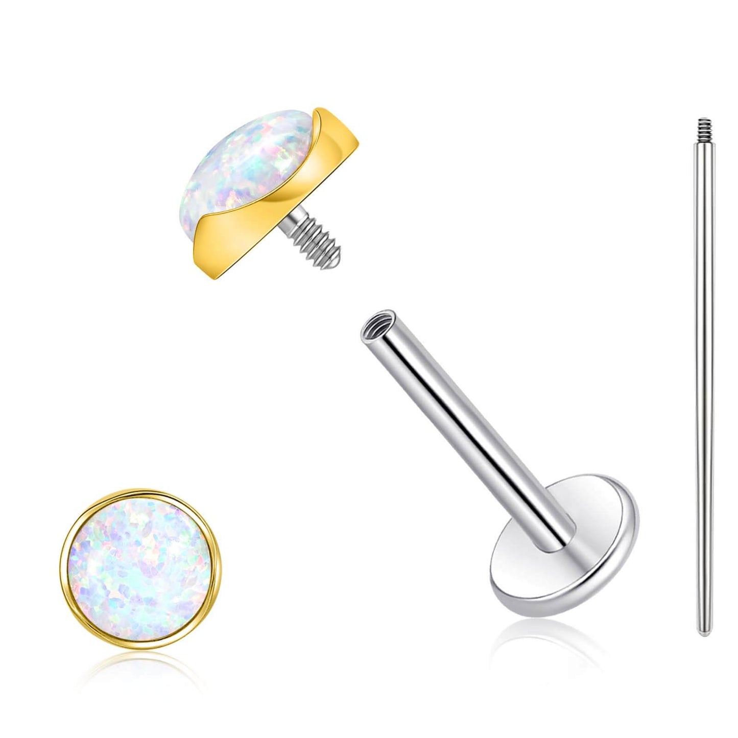 Limerencia hypoallergene Ohrstecker für empfindliche Ohren – Flachrück-Ohrstecker mit rundem Katzenauge aus G23-Titan, 5-mm-Stein-Ohrschmuck für Knorpelpiercing, Geschenk für Damen und Herren