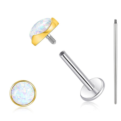 Limerencia hypoallergene Ohrstecker für empfindliche Ohren – Flachrück-Ohrstecker mit rundem Katzenauge aus G23-Titan, 5-mm-Stein-Ohrschmuck für Knorpelpiercing, Geschenk für Damen und Herren