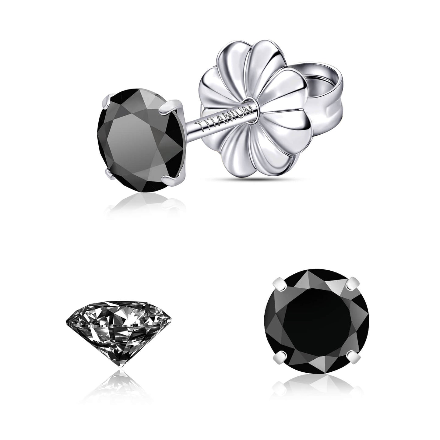 Pendientes de moissanita, pendientes de titanio hipoalergénico G23 para mujer y hombre, corte redondo color D pureza VVS1, joya de moissanita multicolor bañada en oro blanco 18K, 0,6CT-3,0CT