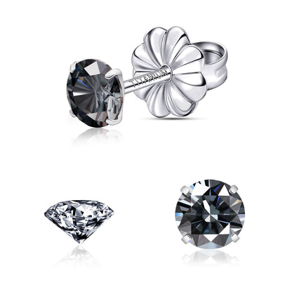 Pendientes de moissanita, pendientes de titanio hipoalergénico G23 para mujer y hombre, corte redondo color D pureza VVS1, joya de moissanita multicolor bañada en oro blanco 18K, 0,6CT-3,0CT
