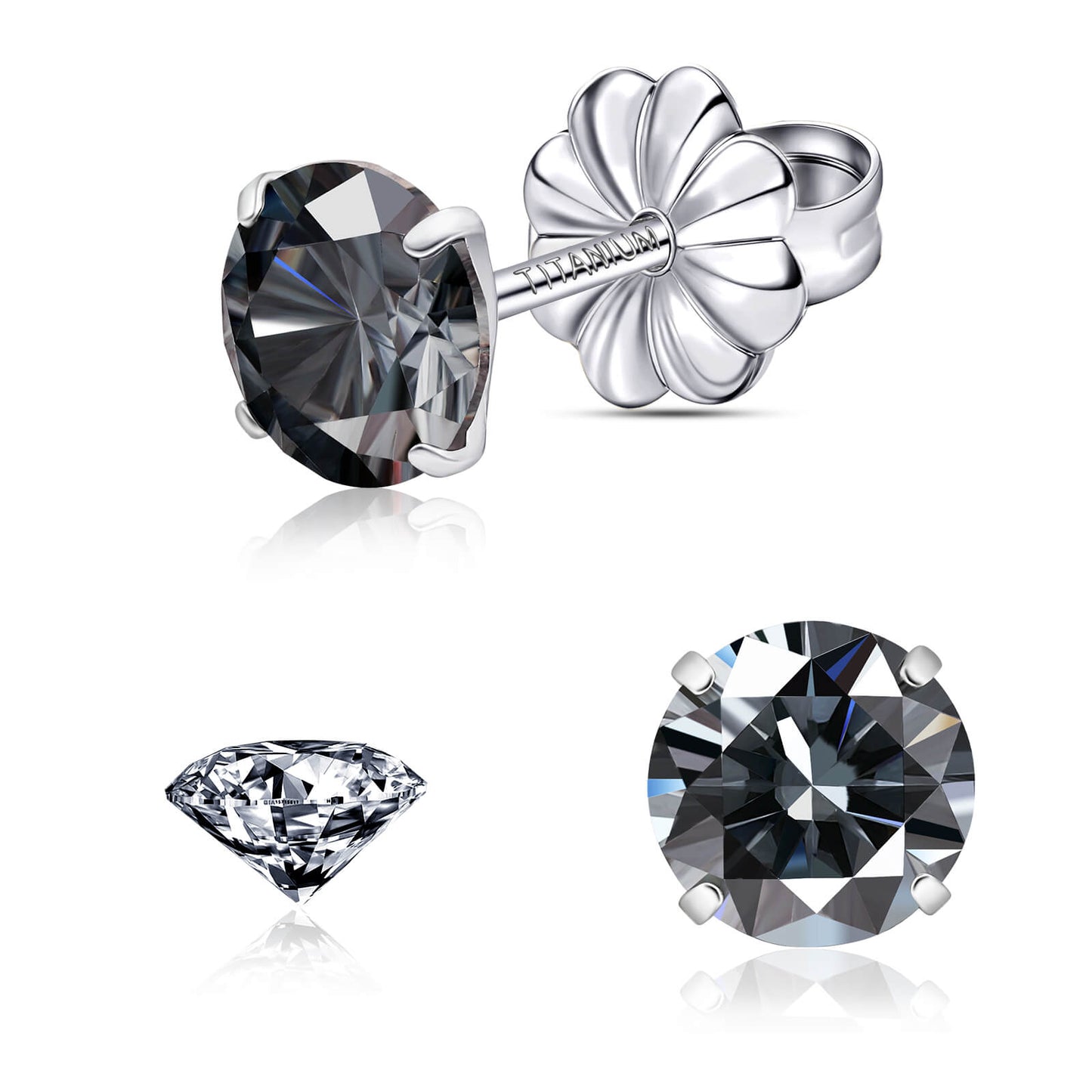 Pendientes de moissanita, pendientes de titanio hipoalergénico G23 para mujer y hombre, corte redondo color D pureza VVS1, joya de moissanita multicolor bañada en oro blanco 18K, 0,6CT-3,0CT