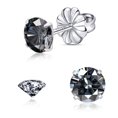 Pendientes de moissanita, pendientes de titanio hipoalergénico G23 para mujer y hombre, corte redondo color D pureza VVS1, joya de moissanita multicolor bañada en oro blanco 18K, 0,6CT-3,0CT