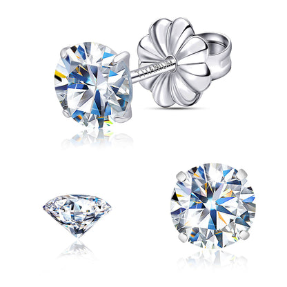 Pendientes de moissanita, pendientes de titanio hipoalergénico G23 para mujer y hombre, corte redondo color D pureza VVS1, joya de moissanita multicolor bañada en oro blanco 18K, 0,6CT-3,0CT