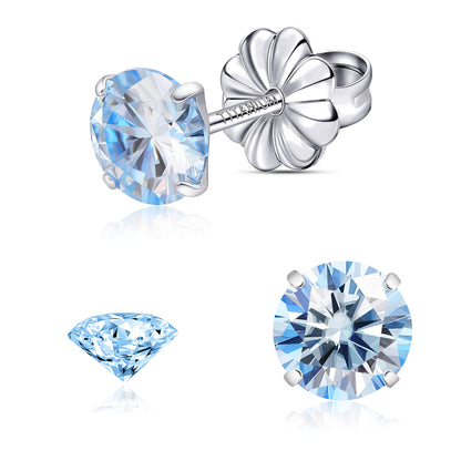 Pendientes de moissanita, pendientes de titanio hipoalergénico G23 para mujer y hombre, corte redondo color D pureza VVS1, joya de moissanita multicolor bañada en oro blanco 18K, 0,6CT-3,0CT