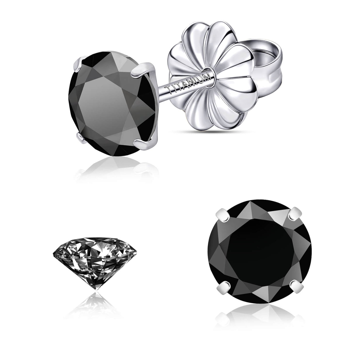 Pendientes de moissanita, pendientes de titanio hipoalergénico G23 para mujer y hombre, corte redondo color D pureza VVS1, joya de moissanita multicolor bañada en oro blanco 18K, 0,6CT-3,0CT