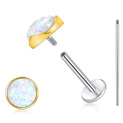 Limerencia hypoallergene Ohrstecker für empfindliche Ohren – Flachrück-Ohrstecker mit rundem Katzenauge aus G23-Titan, 5-mm-Stein-Ohrschmuck für Knorpelpiercing, Geschenk für Damen und Herren