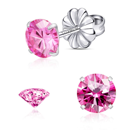 Pendientes de moissanita, pendientes de titanio hipoalergénico G23 para mujer y hombre, corte redondo color D pureza VVS1, joya de moissanita multicolor bañada en oro blanco 18K, 0,6CT-3,0CT