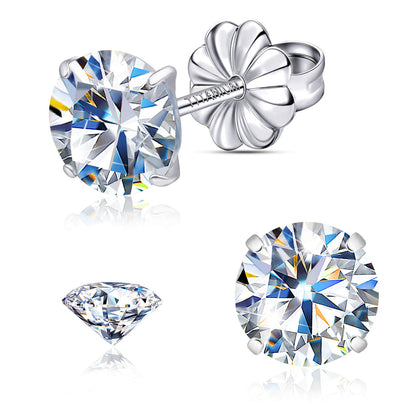Pendientes de moissanita, pendientes de titanio hipoalergénico G23 para mujer y hombre, corte redondo color D pureza VVS1, joya de moissanita multicolor bañada en oro blanco 18K, 0,6CT-3,0CT