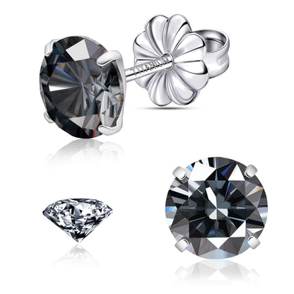 Pendientes de moissanita, pendientes de titanio hipoalergénico G23 para mujer y hombre, corte redondo color D pureza VVS1, joya de moissanita multicolor bañada en oro blanco 18K, 0,6CT-3,0CT