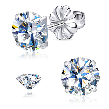 Pendientes de moissanita, pendientes de titanio hipoalergénico G23 para mujer y hombre, corte redondo color D pureza VVS1, joya de moissanita multicolor bañada en oro blanco 18K, 0,6CT-3,0CT