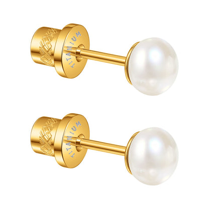 Limerencia Hypoallergenic Freshwater Cultured Pearl Stud Earrings for Women F136 Implant‑Grade Titanium Screw‑Back, Nickel‑Free & Lead‑Free, Comfortable for Sensitive Ears, Elegant Jewelry for Gifting