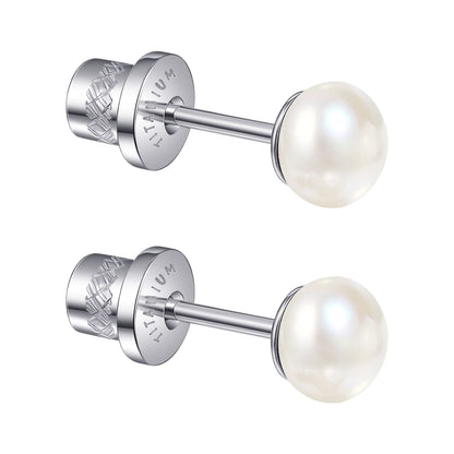 Limerencia Hypoallergenic Freshwater Cultured Pearl Stud Earrings for Women F136 Implant‑Grade Titanium Screw‑Back, Nickel‑Free & Lead‑Free, Comfortable for Sensitive Ears, Elegant Jewelry for Gifting