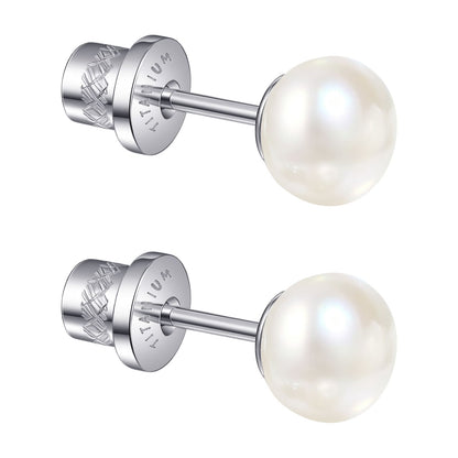 Limerencia Hypoallergenic Freshwater Cultured Pearl Stud Earrings for Women F136 Implant‑Grade Titanium Screw‑Back, Nickel‑Free & Lead‑Free, Comfortable for Sensitive Ears, Elegant Jewelry for Gifting