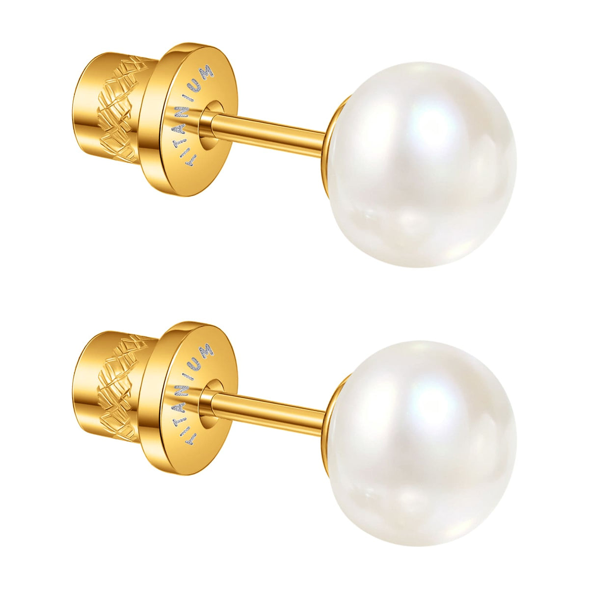 Limerencia Hypoallergenic Freshwater Cultured Pearl Stud Earrings for Women F136 Implant‑Grade Titanium Screw‑Back, Nickel‑Free & Lead‑Free, Comfortable for Sensitive Ears, Elegant Jewelry for Gifting