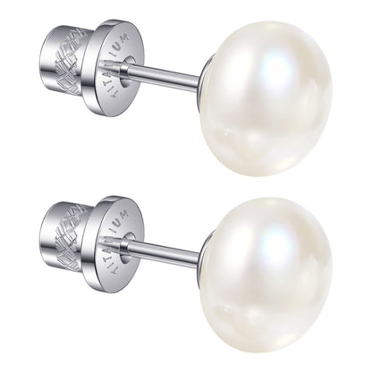 Limerencia Hypoallergenic Freshwater Cultured Pearl Stud Earrings for Women F136 Implant‑Grade Titanium Screw‑Back, Nickel‑Free & Lead‑Free, Comfortable for Sensitive Ears, Elegant Jewelry for Gifting
