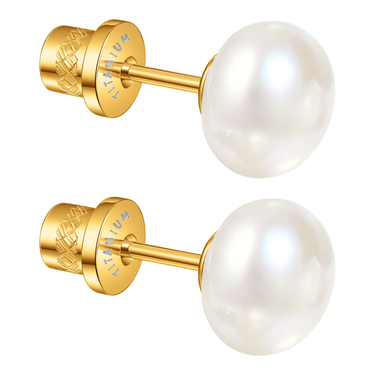 Limerencia Hypoallergenic Freshwater Cultured Pearl Stud Earrings for Women F136 Implant‑Grade Titanium Screw‑Back, Nickel‑Free & Lead‑Free, Comfortable for Sensitive Ears, Elegant Jewelry for Gifting