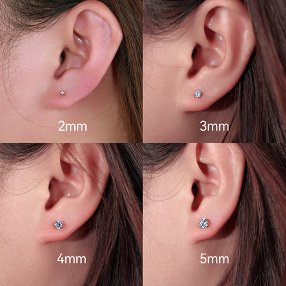 Orecchini a vite in titanio medicale G23 ipoallergenici Limerencia, per piercing trago ed elica spessore 20G, perni F136 adatti a cartilagine e orecchie sensibili (2 mm)