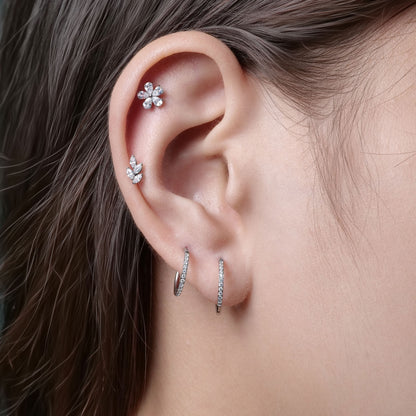 Limerencia Hipoalergénico G23 Titanio Grado Implante Pendientes de Rosca Tragus 20G Hélix F136 Poste de Perforación para Orejas Sensibles Cartílago (M2)