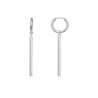 Boucles d'oreilles Huggie pendantes légères à tige en titane pur hypoallergénique Limerencia pour femme | Barre verticale, croix, lune, éclair | Boucles d'oreilles délicates (Barres verticales)