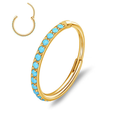 limerencia Nose Ring Hoop, Titanium Nose Ring for Women Men--Turquoise+Opal CZ