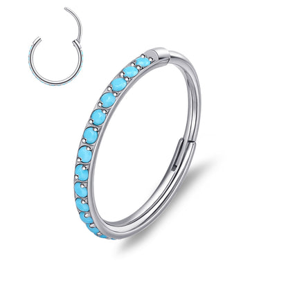 limerencia Nose Ring Hoop, Titanium Nose Ring for Women Men--Turquoise+Opal CZ