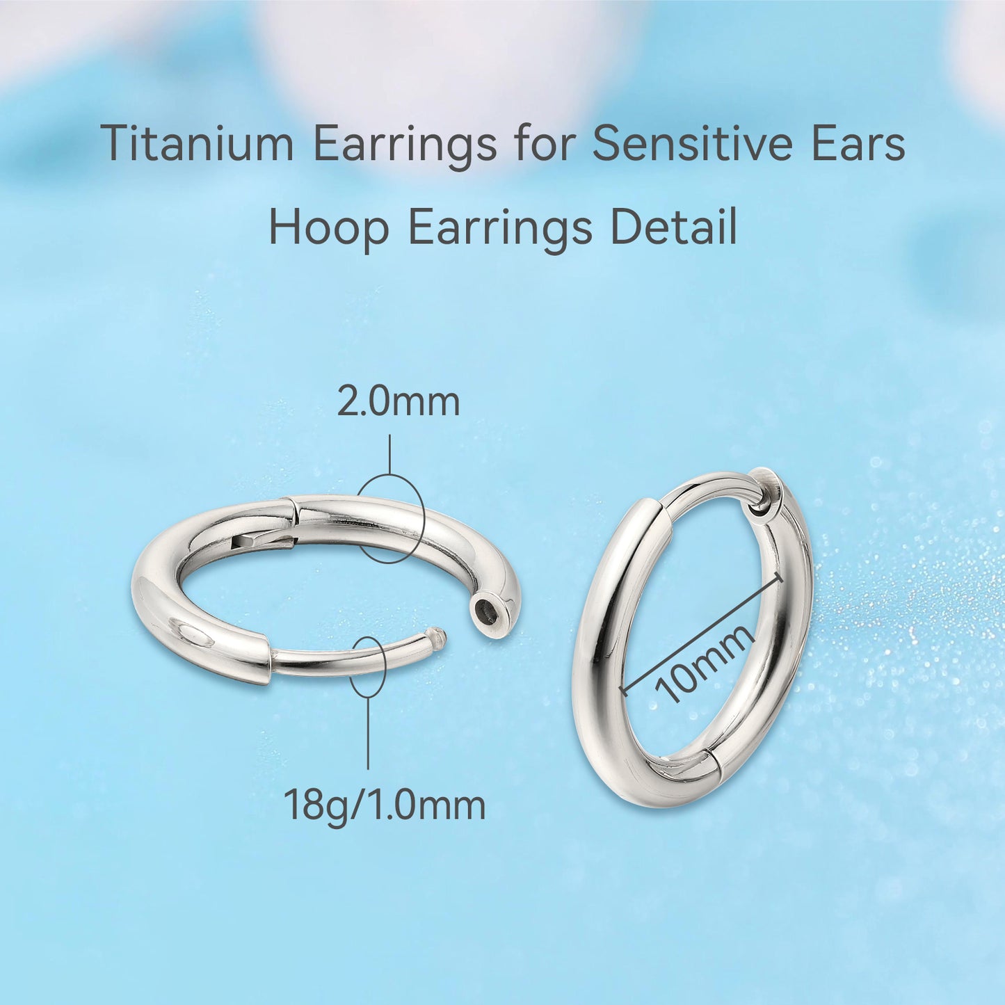 Limerencia Hypoallergenic Pure Titanium Pairs Small Huggie Hoop Earrings, Lightweight Cartilage Hoops Small Cubic Zirconia Cuff Earrings Mini Piercing Jewelry for Women (8mm, No stones)