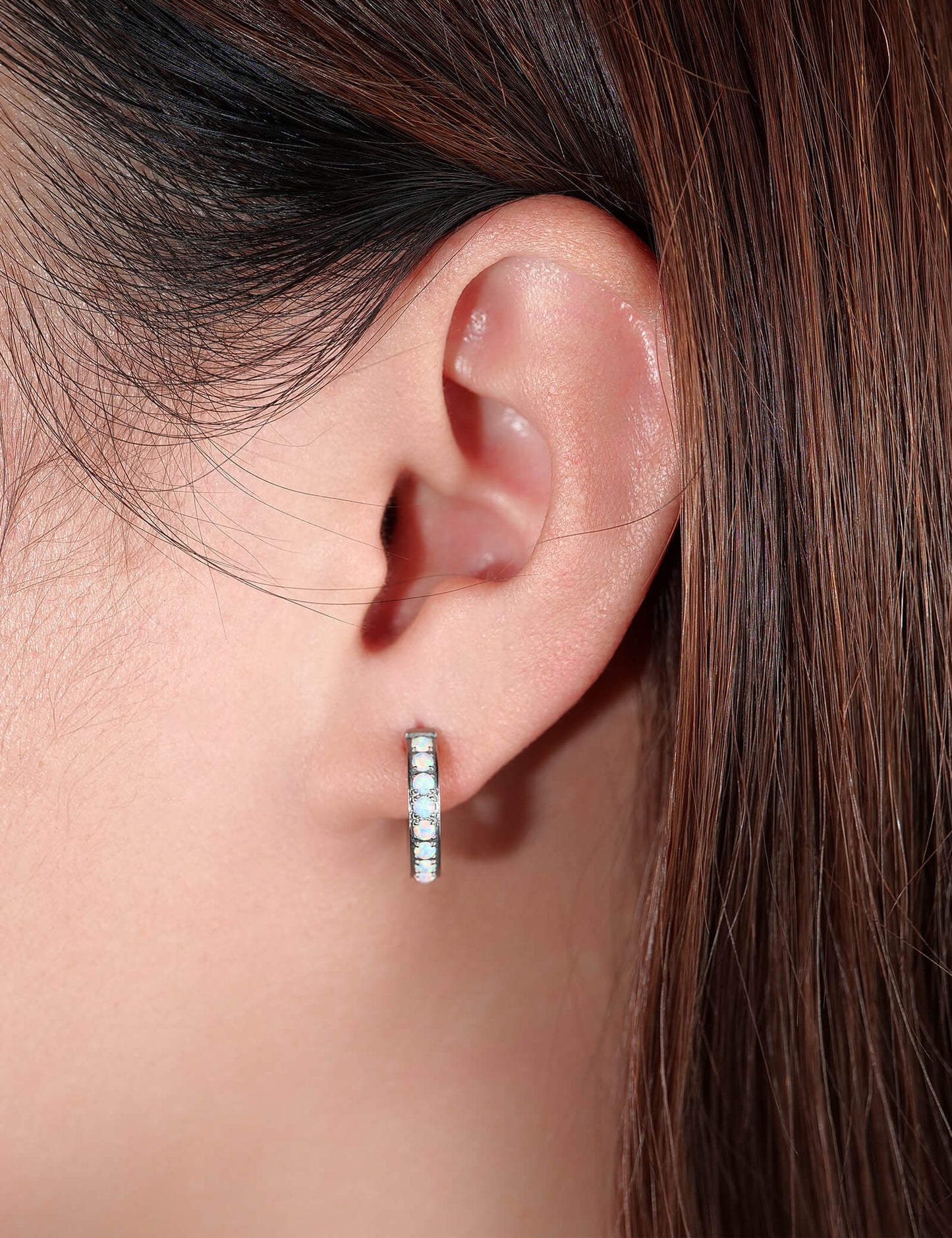 Limerencia Hypoallergenic G23 Pure Titanium Small Open C Hoop Earrings, F136 Implant Grade Lightweight Cubic Zirconia/Opal Cuff Huggie Earrings for Women Sensitive Ears