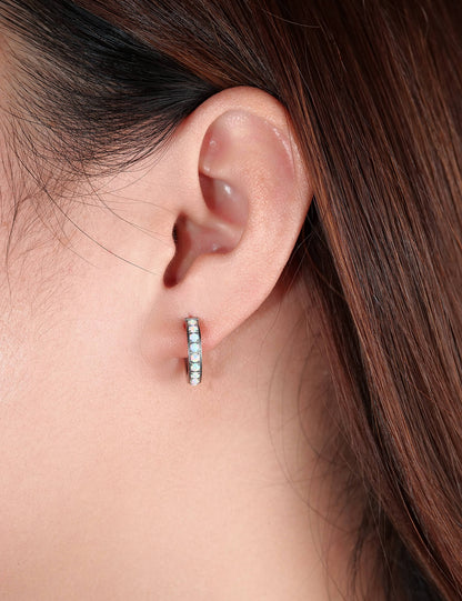 Limerencia Hypoallergenic G23 Pure Titanium Small Open C Hoop Earrings, F136 Implant Grade Lightweight Cubic Zirconia/Opal Cuff Huggie Earrings for Women Sensitive Ears