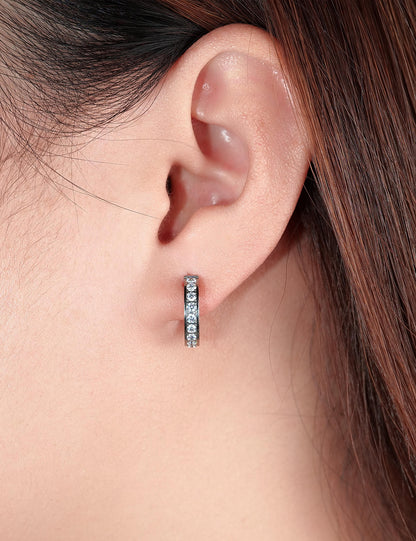 Limerencia Hypoallergenic G23 Pure Titanium Small Open C Hoop Earrings, F136 Implant Grade Lightweight Cubic Zirconia/Opal Cuff Huggie Earrings for Women Sensitive Ears